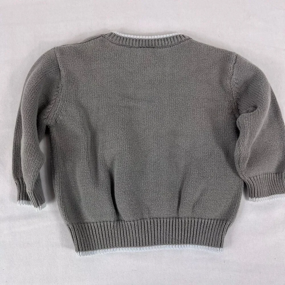 Vintage 2005 Gymboree Polar Bear Knit Sweater Grey Y2K 12-18 Months